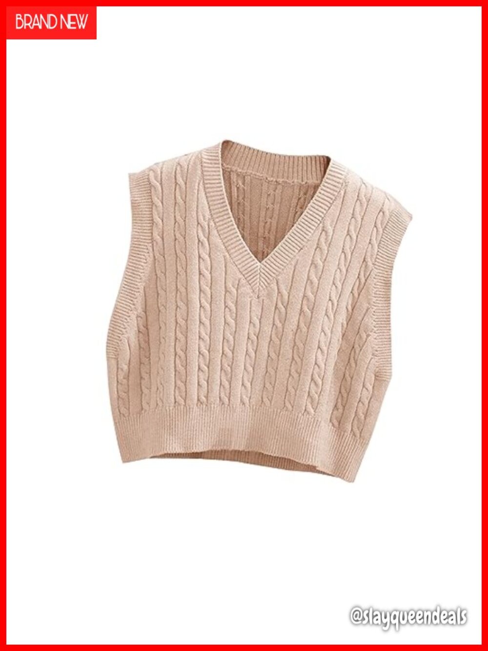 Sleeveless Sweater Vest V-Neck Cropped Tank Top Argyle Knit Preppy